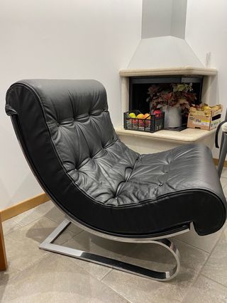 Poltrona vera pelle nera