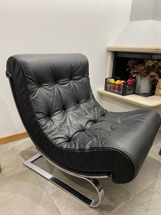 Poltrona vera pelle nera