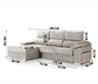 Sofá Chaise Longue /Gris