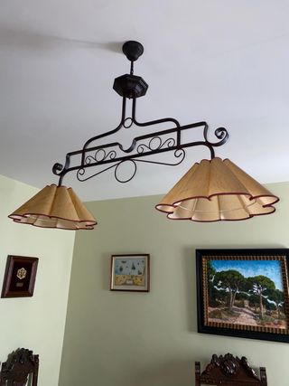 Lámpara de techo forja pantalla doble
