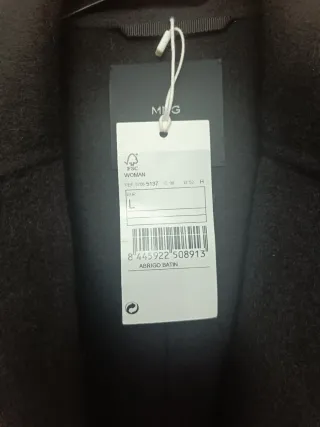 Abrigo largo Mango Talla L Negro