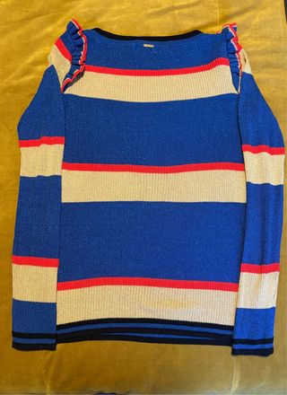 Jersey Fracomina Talla S Rayas Azul y Dorado