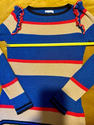 Jersey Fracomina Talla S Rayas Azul y Dorado