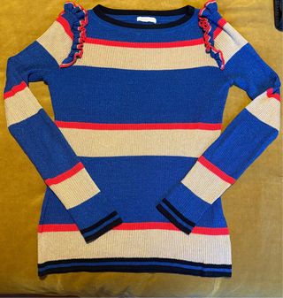 Jersey Fracomina Talla S Rayas Azul y Dorado