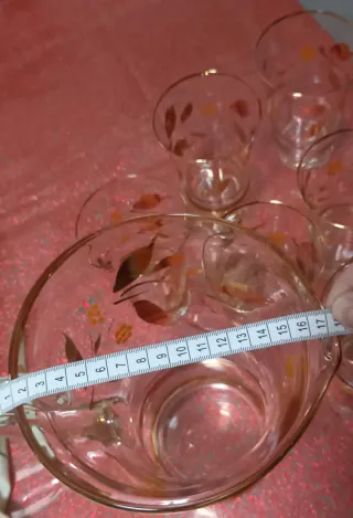 Caraffa e 6 Bicchieri Vintage Anni '50 Decorati