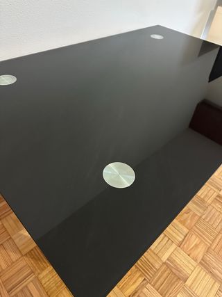 Mesa de cristal negra para cocina o salón 140x90cm