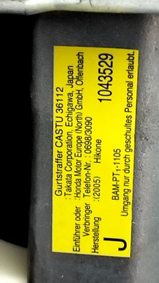 CINTURON SEGURIDAD DELANTERO IZQUIERDO HONDA CIVIC BERLINA ( (2)