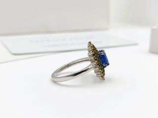 Anillo Plata Zafiro Azul Natural Mujer