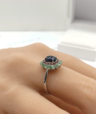 Anillo Plata Ópalo Peridotos y Granates