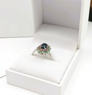 Anillo Plata Ópalo Peridotos y Granates