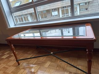 Mesa de centro madera y cristal clásica