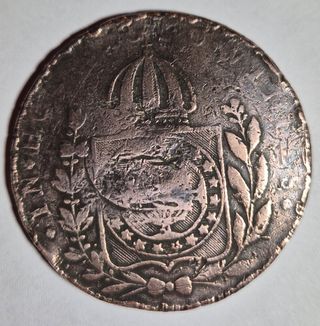 Brasile, 80 reis 1828 riconiato 40 reis.KM#366.MB.