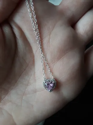 Collana Pandora Cuore Rosa Argento