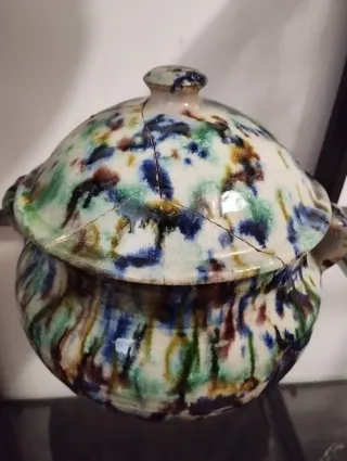 Conjunto tazas y puchero cerámica