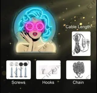 Lampada Neon LED Quadro Donna WOW