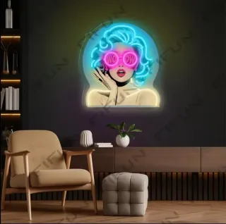Lampada Neon LED Quadro Donna WOW