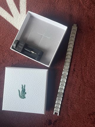 Pulsera Lacoste Plata y Negra