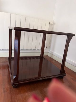 Mesa auxiliar madera cristal