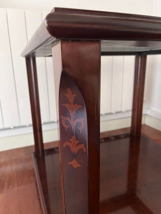 Mesa auxiliar madera cristal