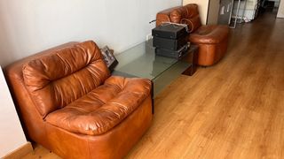 Poltrone in pelle marrone