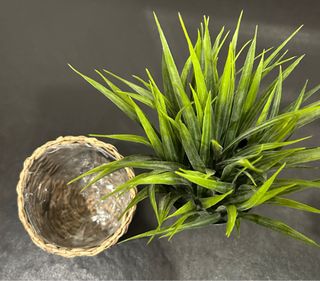 Planta artificial con macetero decorativo