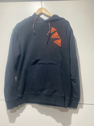Sudadera Adidas Negra con Logo Naranja