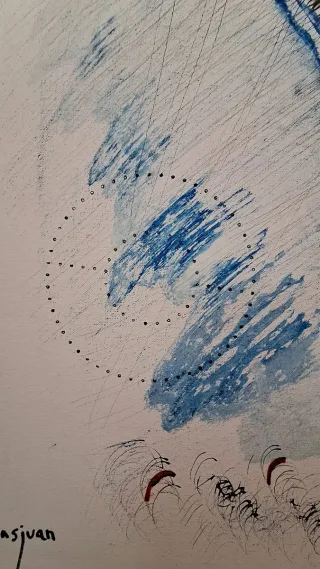 Cuadro abstracto azul y blanco HAZ CON NUCLEOS .