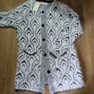 Cardigan morbido fantasia bianco/nero taglia XL/XX
