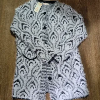 Cardigan morbido fantasia bianco/nero taglia XL/XX