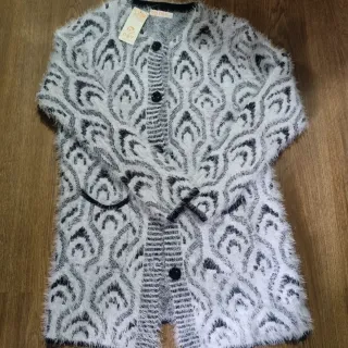 Cardigan morbido fantasia bianco/nero taglia XL/XX