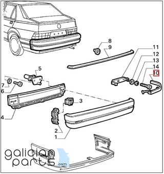 Moldura der. parachoques trasero Alfa Romeo 75 (19