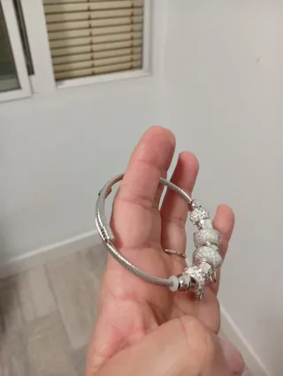 Pulsera plata con charms Minnie y strass