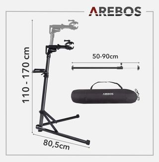 AREBOS Caballete de bicicleta con bolsa giratorio