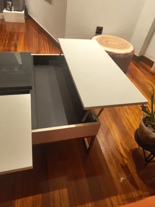 Mesa de centro salón cristal y metal 80x114