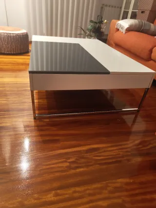 Mesa de centro salón cristal y metal 80x114