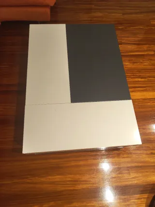 Mesa de centro salón cristal y metal 80x114