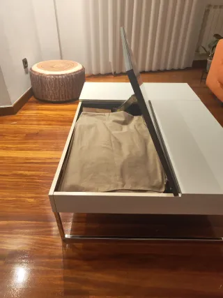 Mesa de centro salón cristal y metal 80x114