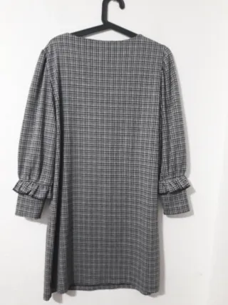 Vestido Mango Cuadros Manga Larga