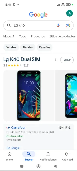 LG K40 Dual Sim móvil