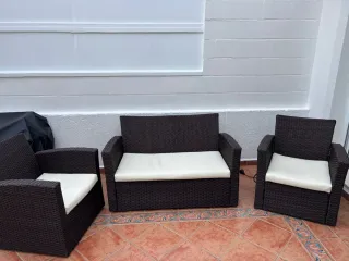 Sofá y Mesa Terraza Ratán