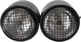 Doble Faro Moto Negro con Rejilla