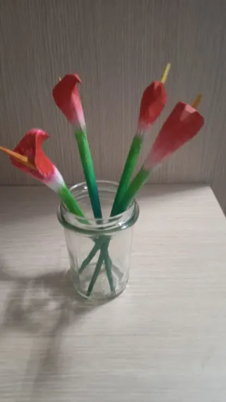 4 Fiori Decorativi in Legno