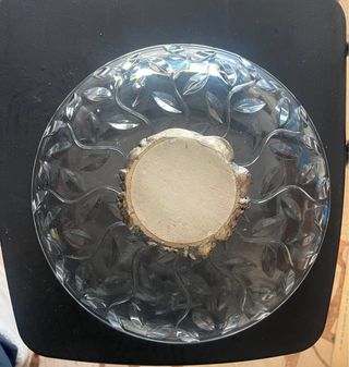 Centro tavola cristallo con dettagli metallo