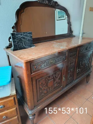 Mueble aparador vintage madera y mármol