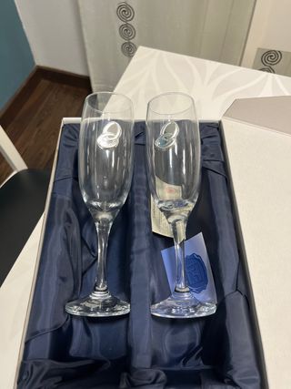 Juego copas cristal con detalle plata