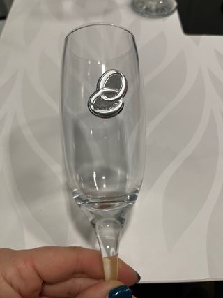 Juego copas cristal con detalle plata