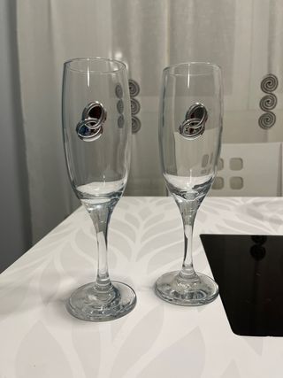 Juego copas cristal con detalle plata