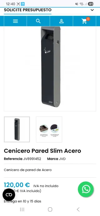 Cenicero de pared Slim Acero JVD