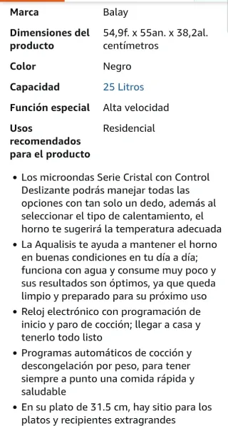 Microondas Integrable Balay Negro 3CG5175N2