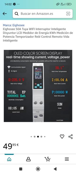 Medidor de Energía Eighosee 50A WiFi